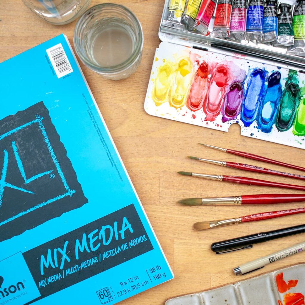 Mixed Media Sketchbook with Supplies