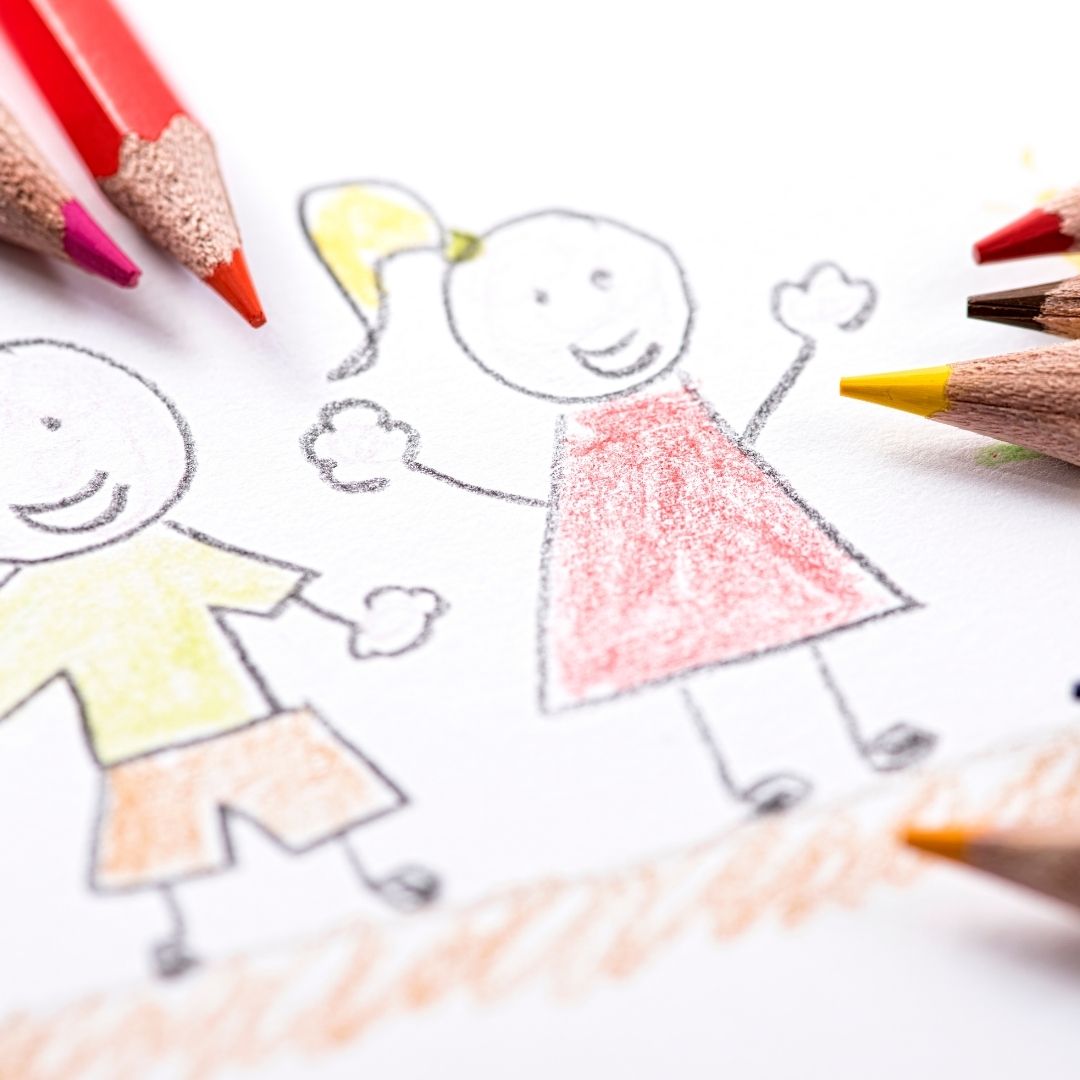 stick figure drawing of boy and girl